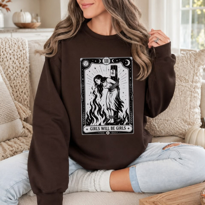Wild Coven Crewneck – Witch With Cigarette Feminist Halloween Graphic Sweatshirt