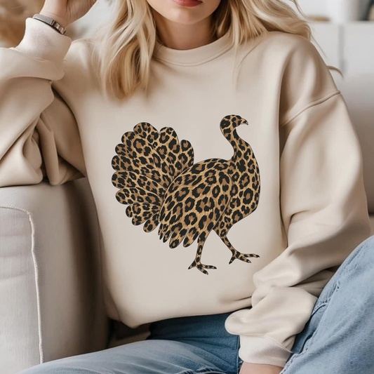 Leopard Turkey Graphic Thanksgiving Fleece Sweatshirt