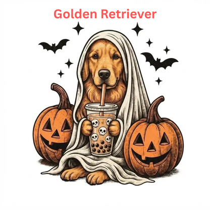 Comfort Colors® Custom Ghost & Boba Tea Halloween Dog T-Shirt