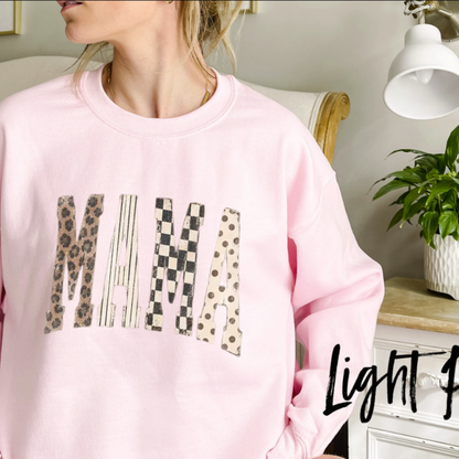 Leopard Stripe Mama Wifey Fleece Sweatshirt