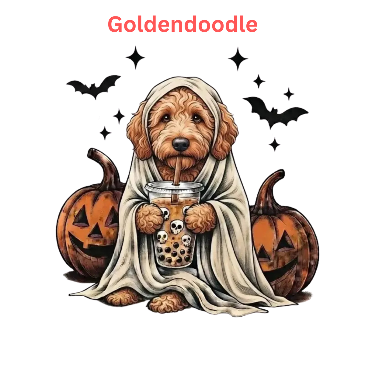 Comfort Colors® Custom Ghost & Boba Tea Halloween Dog T-Shirt