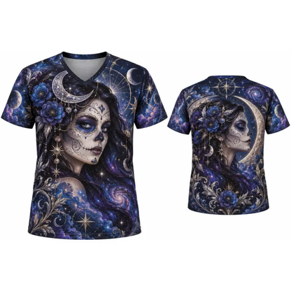 Women's Día de los Muertos La Catrina V-Neck Heritage Graphic Shirt