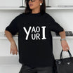 Bold Anime Text Back Print T-Shirt – Handwritten Otaku Streetwear Graphic Tee - Hiyamart