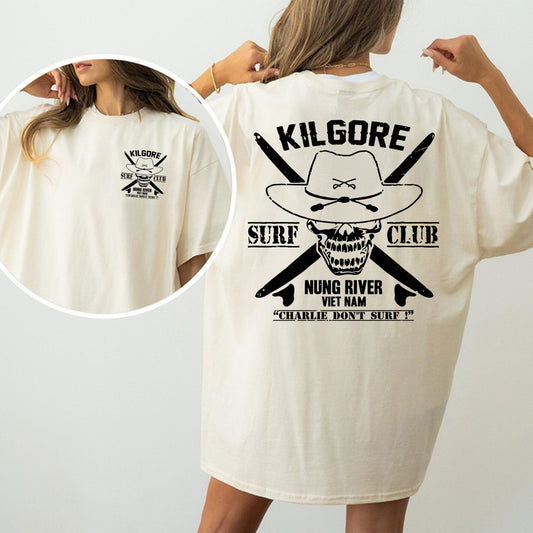 Charlie Don’t Surf Kilgore Club T-Shirt – Retro Movie Aesthetic Graphic Tee - Hiyamart