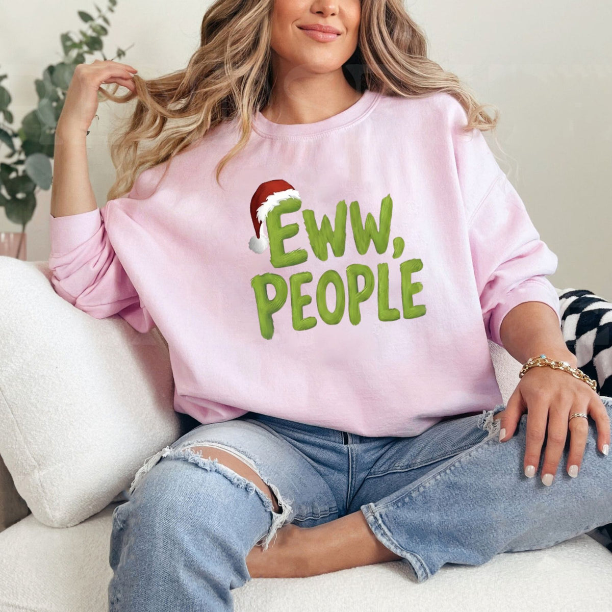 Eww People Christmas Crewneck Sweatshirt – Funny Anti-Social Holiday Graphic Pullover - Hiyamart