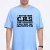 Front view of the festive friction tee displaying 'I Suffer From C.H.S Can't Hear Shit' funny sarcastic graphic typography across the chest of a soft crewneck shirt. - dogmomhat