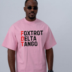 Front view of the parke horizon tee displaying tactical military acronym 'Foxtrot Delta Tango' graphic typography across the chest of a cooling performance shirt. - dogmomhat