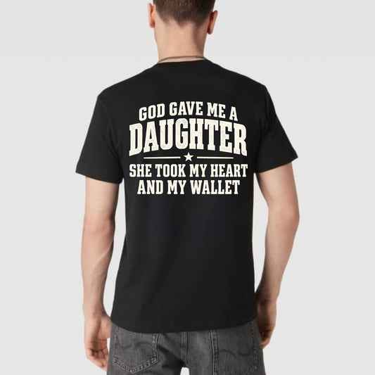 Heart & Wallet Stolen By Daughter T-Shirt – Funny Girl Dad Quote Graphic Tee - Hiyamart