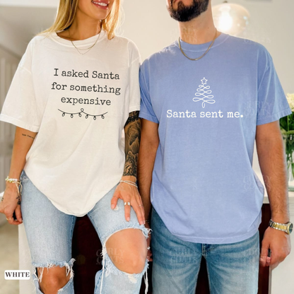 His & Hers Festive Holiday Humor Tees – Comfort Colors Matching Santa Quote Couple Shirt - Hiyamart