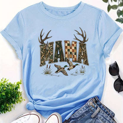 Hunting Camo Top – Mama Deer Hunting Season Graphic Apparel - Hiyamart