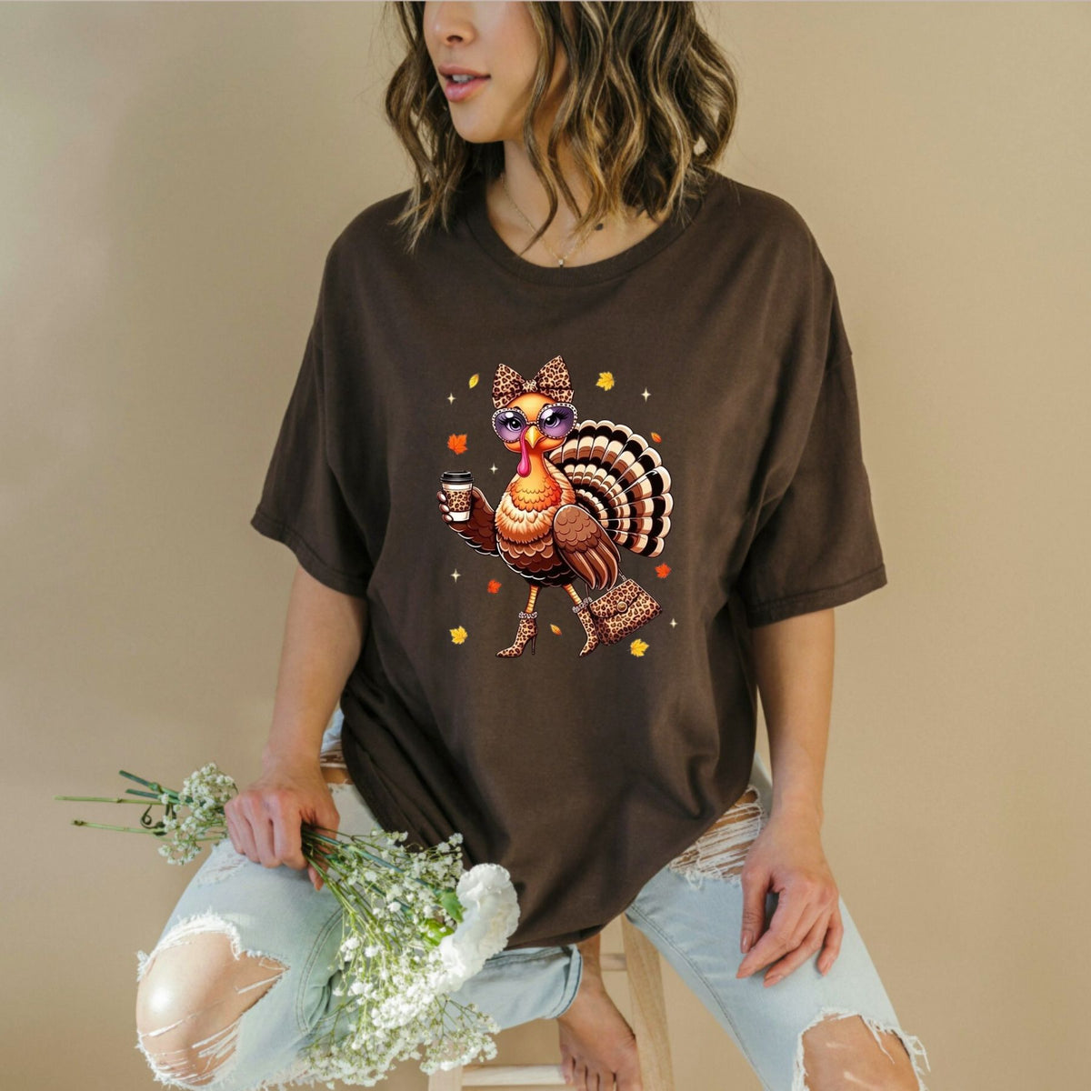 Leopard Turkey Coffee Rush T-Shirt – Funny Thanksgiving Day Graphic Tee - Hiyatee