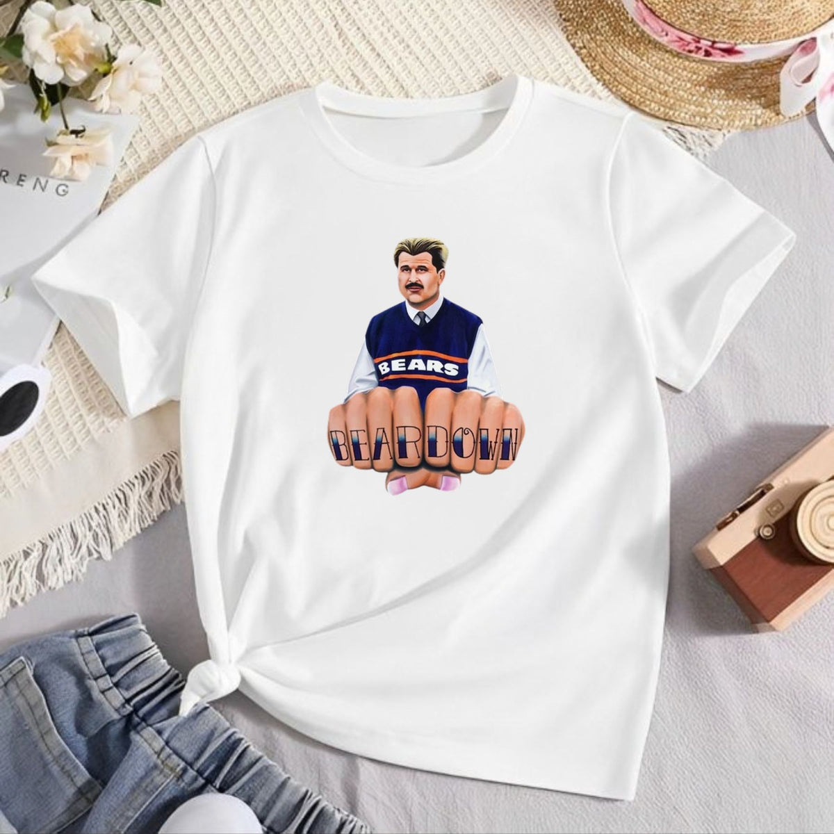 Mike Ditka Bear Down T-Shirt – Chicago Football Fan Graphic Tee, Vintage Sports Shirt - Hiyatee