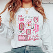 Pink Christmas Sweatshirt – 'Tis The Season Candy Cane Bow Santa Graphic Pullover - Hiyamart