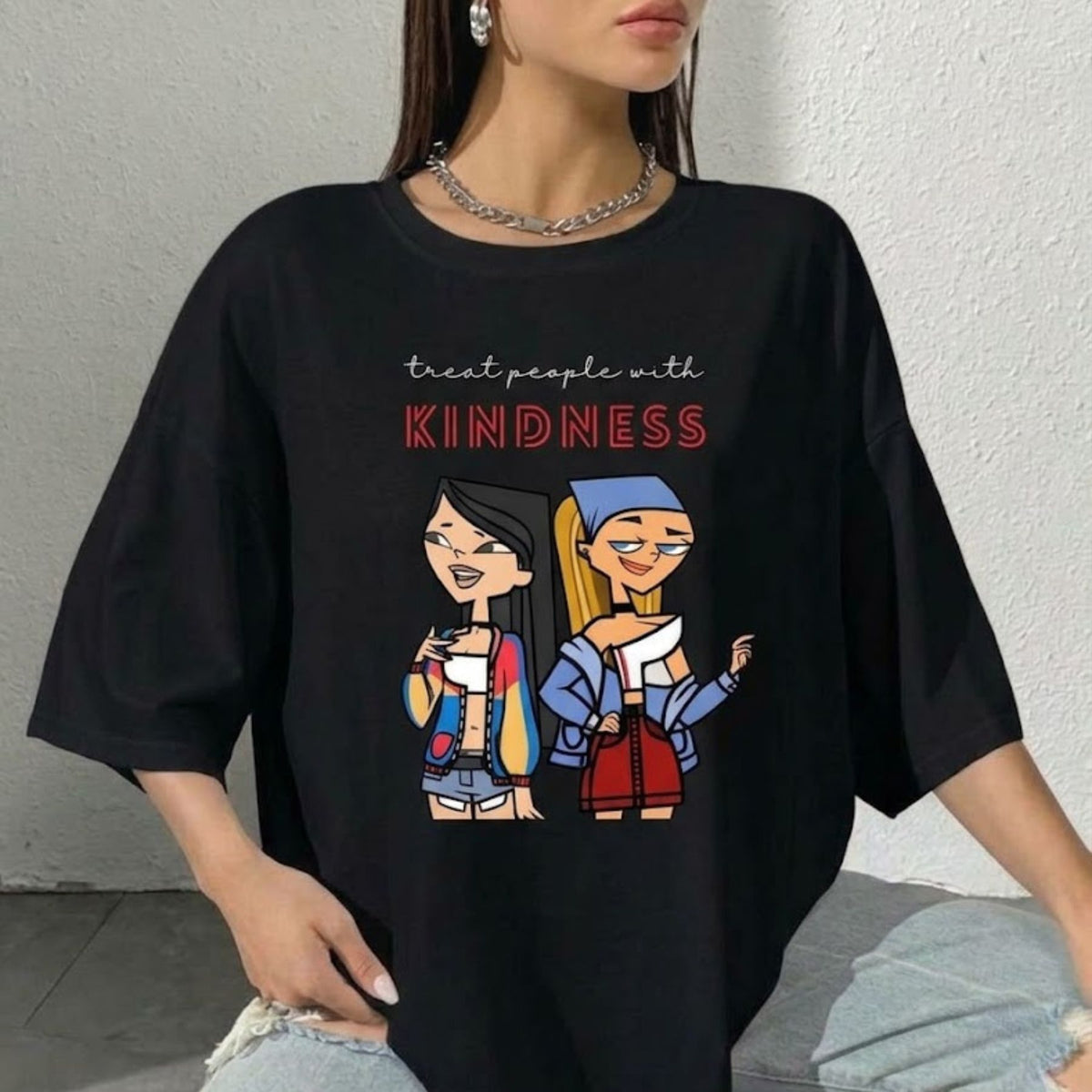 Queen of Mean Heather & Lindsay Scene T-Shirt – Y2K Cartoon Drama Nostalgia Tee - Hiyamart