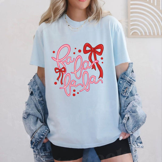 Retro Holiday Spirit Graphic Shirt – Comfort Colors Fa La La Christmas Tee - Hiyamart