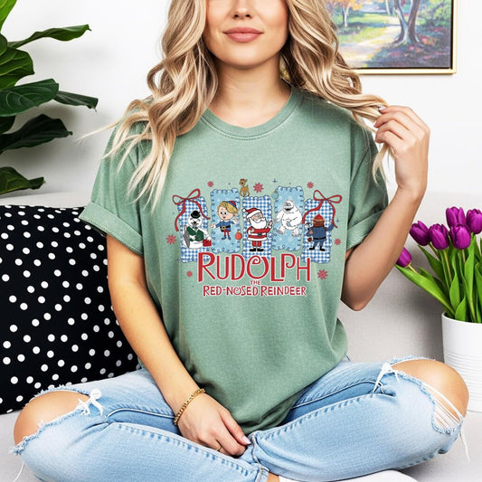 Retro Rudolph Christmas Graphic Shirt – Comfort Colors Funny Reindeer Holiday Tee - Hiyatee