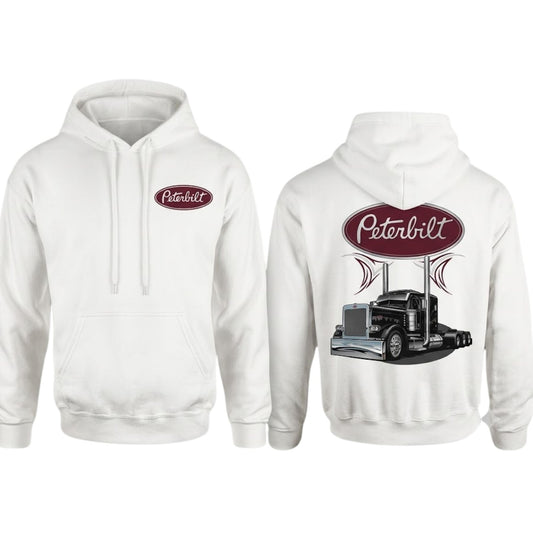 Semi-Truck Graphic Hoodie – Classic Black Long Sleeve Pullover Sweatshirt for Truckers - Hiyamart