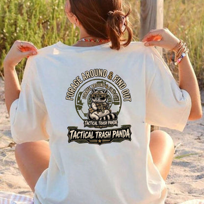 Tactical Trash Panda Back Print T-Shirt – Funny Forage Around Outdoor Graphic Tee - Hiyamart