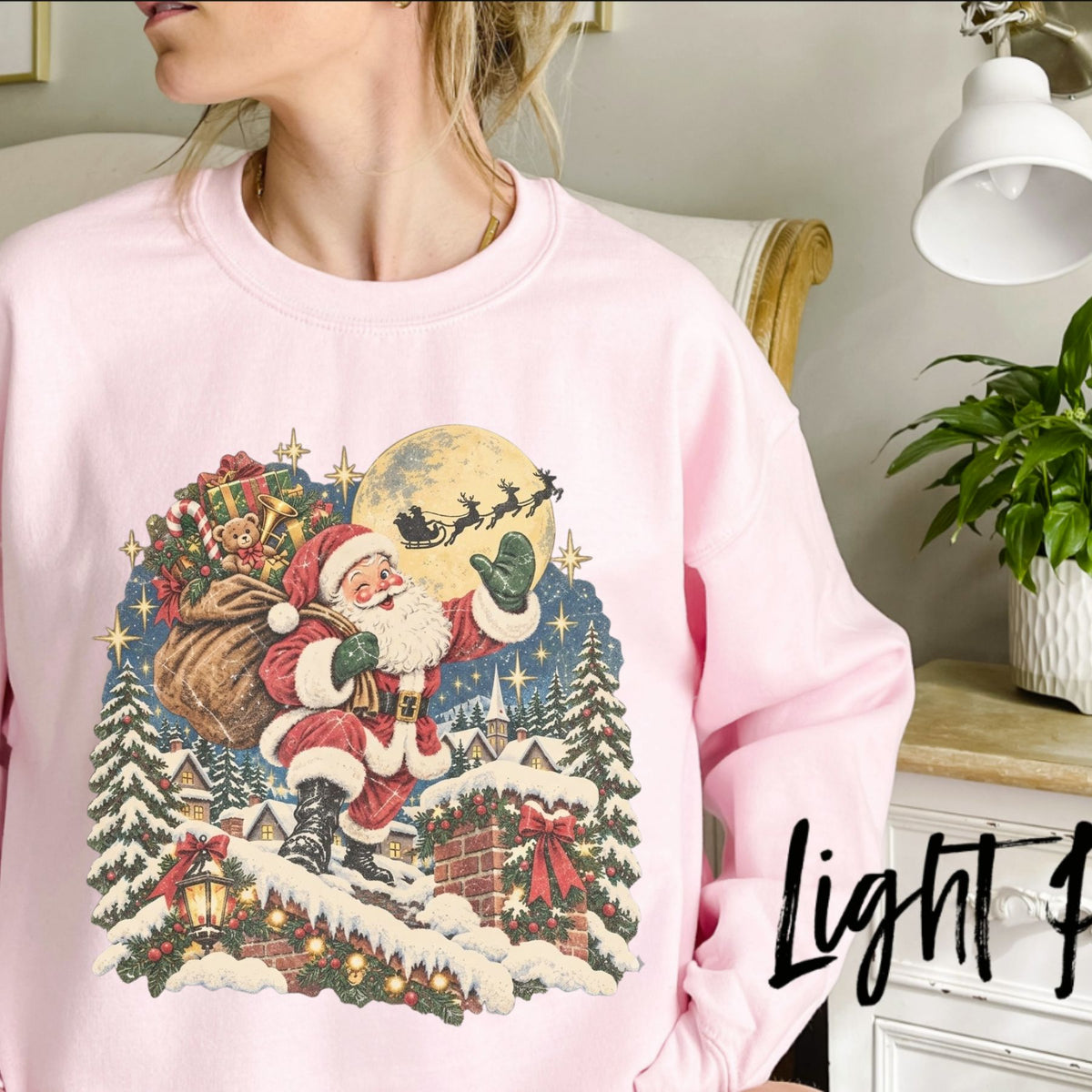 Vintage 90s Retro Santa Christmas Sweatshirt – Classic Holiday Graphic Pullover - Hiyamart