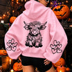 Women's Cute Highland Cow Graphic Hoodie - Hiyatee