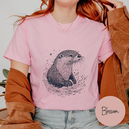 Cute Sea Otter Coastal Beach Graphic T-Shirt