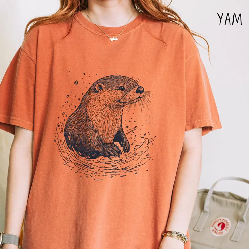 Cute Sea Otter Coastal Beach Graphic T-Shirt