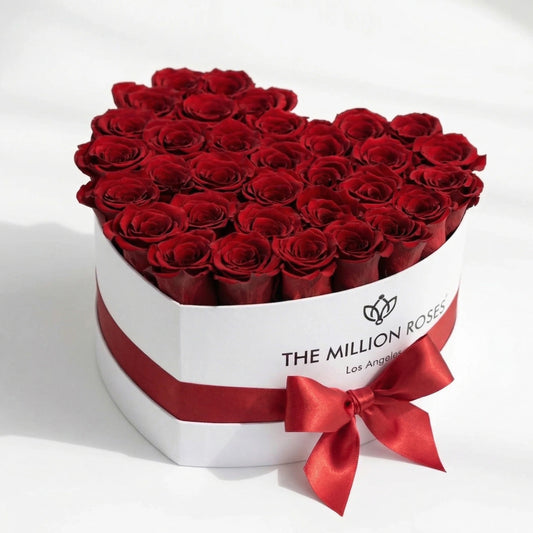 Boîte blanche Cœur | Roses Rouges